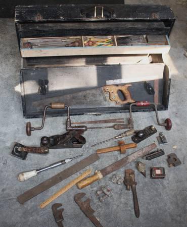 Antique Carpenter's Tool Chest With Tools Incl Stanley Bailey #4 Plane.jpg