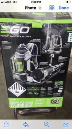 New never used EGO backpack leaf blower with 56v battery and charger.jpg
